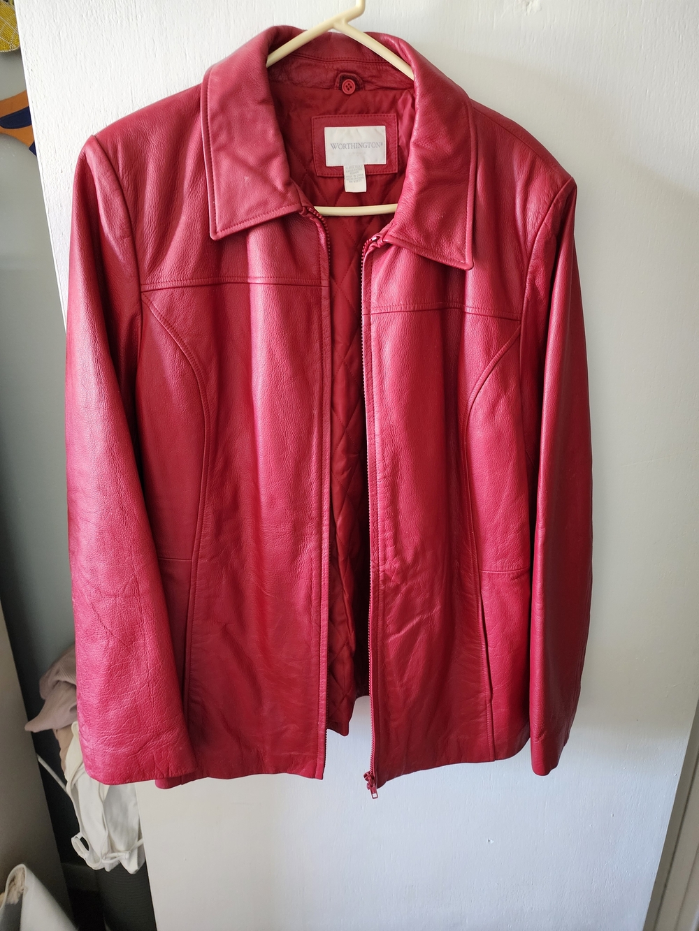 Vintage Worthington Red Leather Zip-Front Jacket, XL-Tall